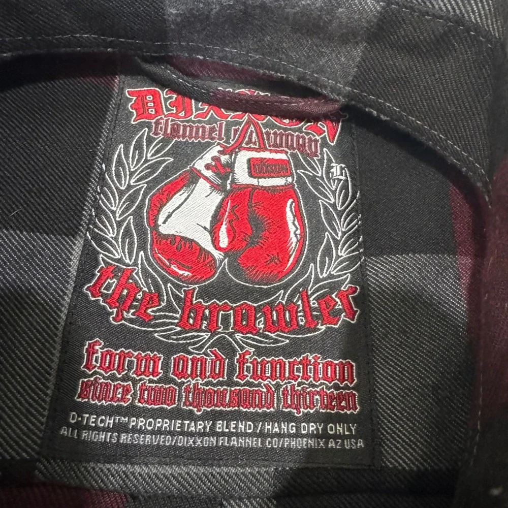 Dixxon Flannel The Brawler Shirt Men L Red Grey Black Buffalo Plaid Short Sleeve